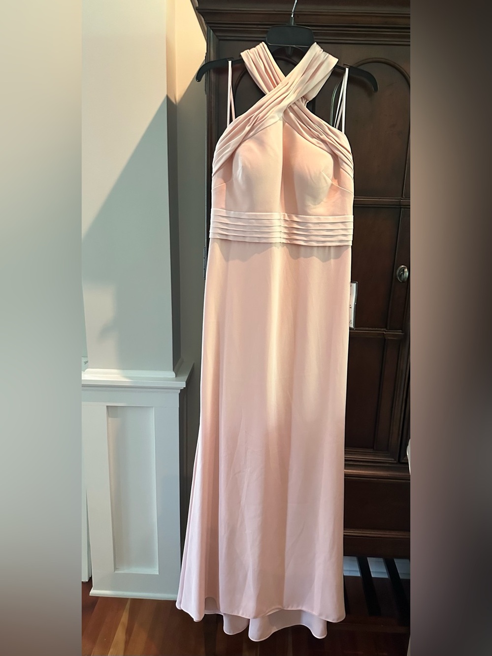 Eliza J Blush Pink Pleated Waist Evening Dress